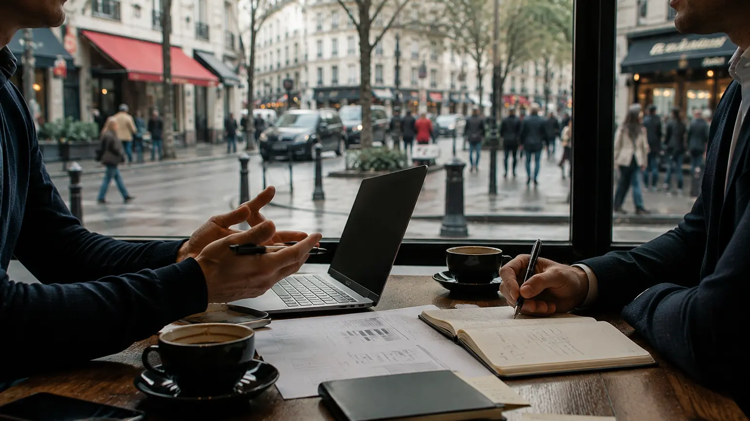 Startup team planning how to enter a new international market